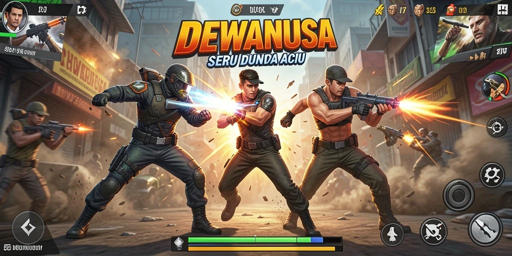 Tampilan gameplay DEWANUSA yang mendebarkan dan penuh aksi.