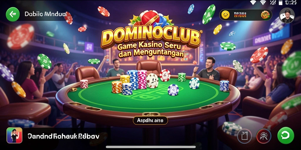 Screenshot DOMINOCLUB menunjukkan gameplay Kasino yang seru.