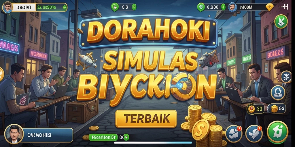 Tampilan gameplay DORAHOKI dengan simulasi bisnis yang menantang.