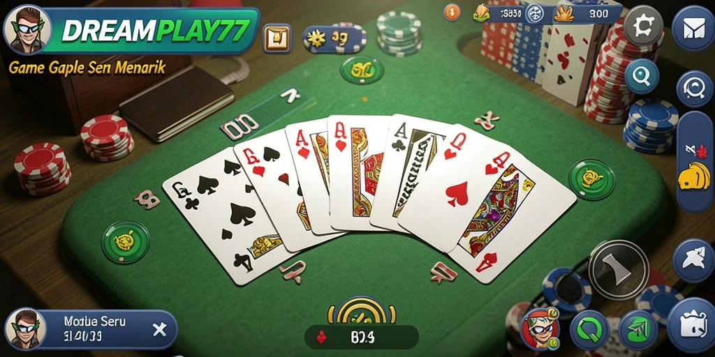 Screenshot gameplay Gaple penuh aksi dari DREAMPLAY77.