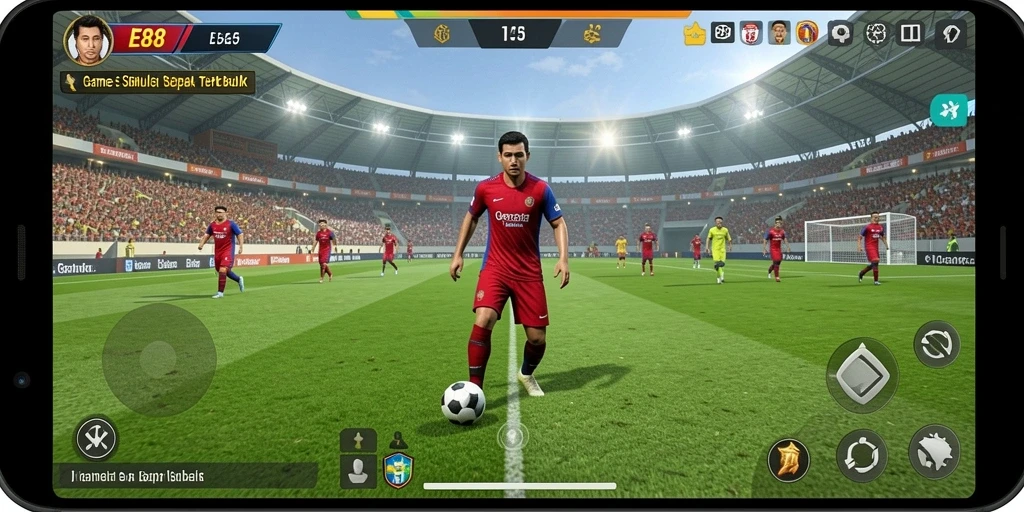 Tampilan gameplay E88 menampilkan momen-momen seru dalam pertandingan sepak bola.
