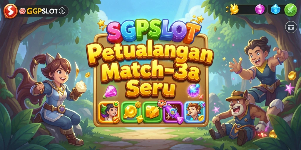 Screenshot gameplay SGPSLOT menampilkan warna-warni menarik dalam permainan Match-3.