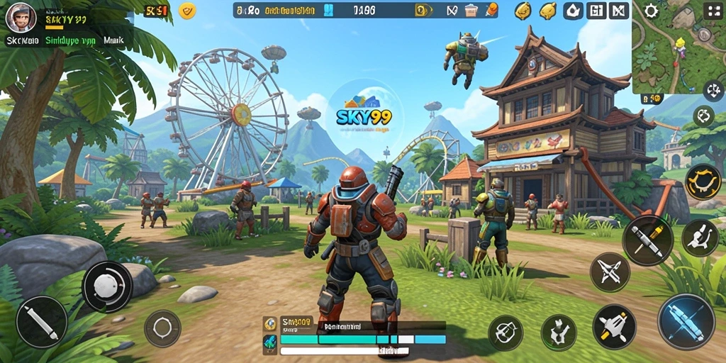 Tangkapan layar SKY99 menampilkan gameplay simulasi yang mendalam.