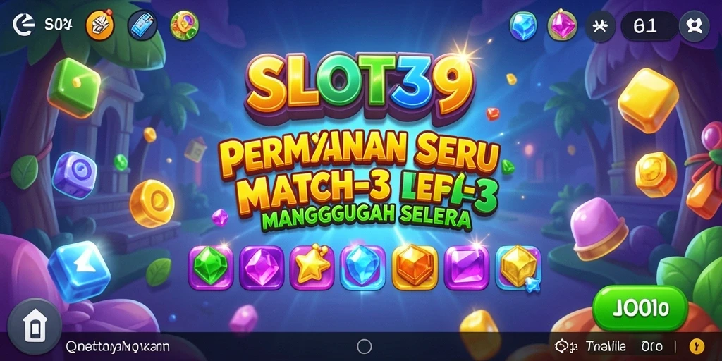 Screenshot SLOT39 menampilkan gameplay Match-3 yang seru dan menantang.
