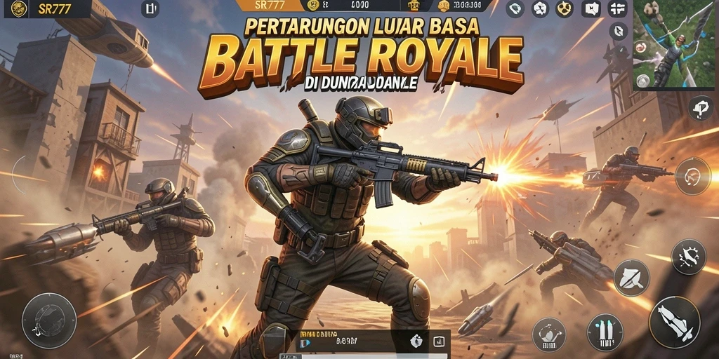 Tampilan gameplay Battle Royale yang mendebarkan di SR777.