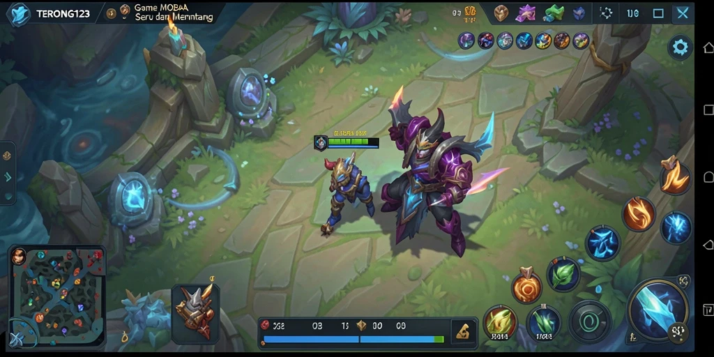 Gameplay seru dalam pertempuran MOBA TERONG123.